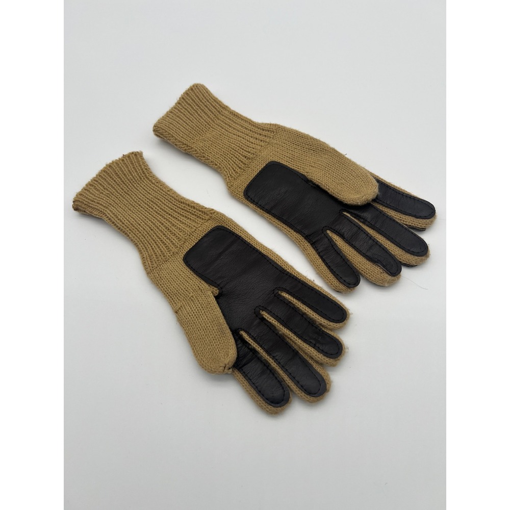 Vintage Leather Knit Back Driving Gloves Brown/Tan‎ Workwear Ranch Unisex - Picture 4 of 6
